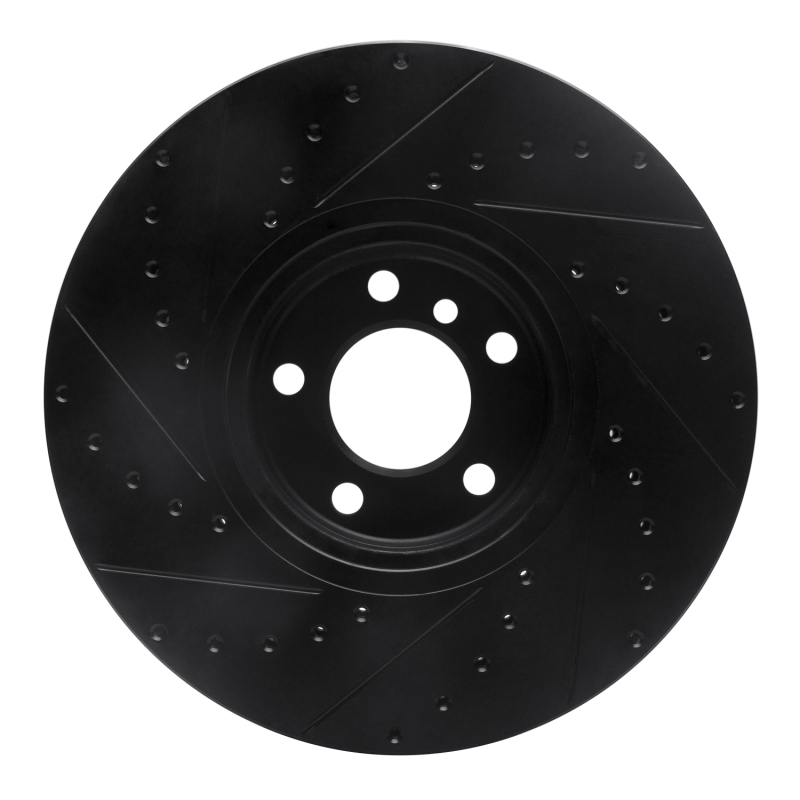 BMW X5 Brake Rotor (1) - Front Right - R1 Concepts - Drilled & Slotted - Black - `02-`06